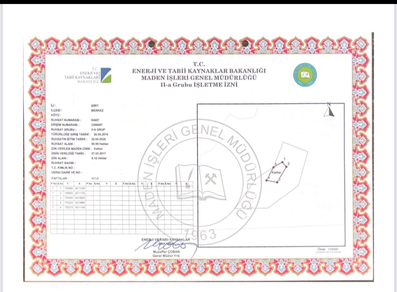 siirt kalker sahası